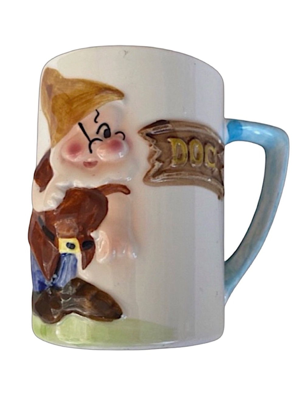 VTG 1960s Enesco Walt Disney DOC Snow White 3D Ceramic Mug Child Cup Japan